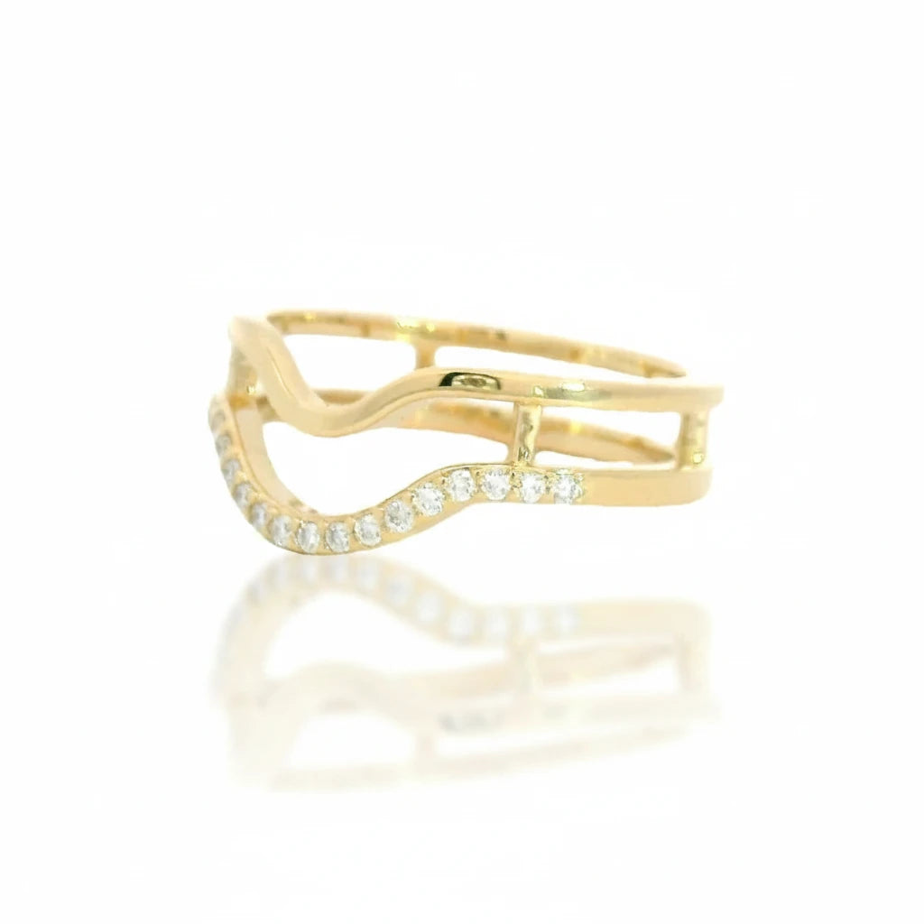 The Glitter Canyon Ring Band - 14k Gold & White Diamonds