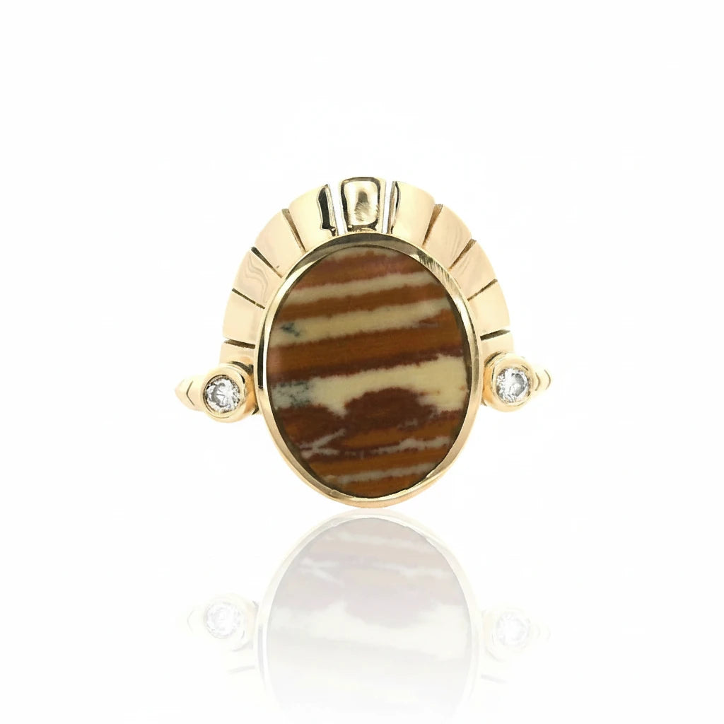 The Reina Ring - 14k Gold & Vintage Indian Paint Stone