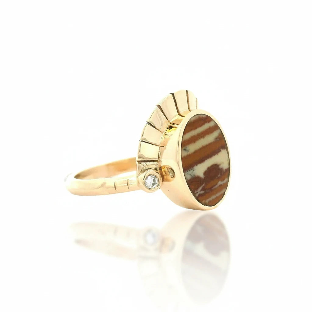 The Reina Ring - 14k Gold & Vintage Indian Paint Stone