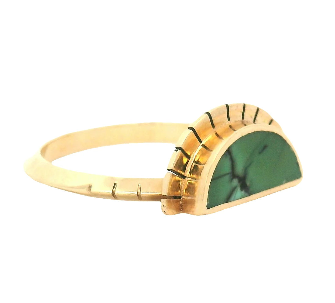 The Selene Ring – 14k Gold & Green Turquoise