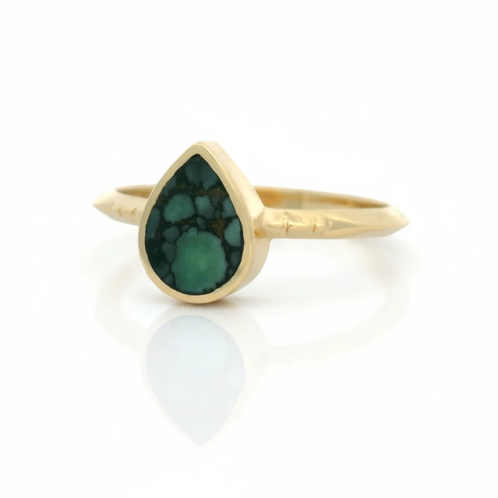 The Poire Ring - 14k  Gold & Colina Verde Variscite
