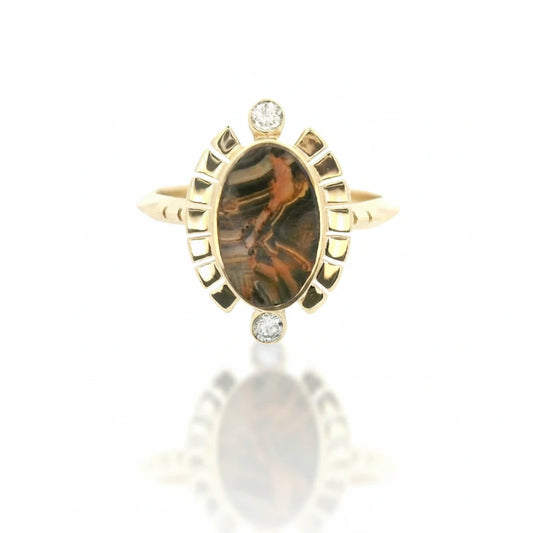 The La Luz Ring - 14k Gold, Tube Onyx & White Diamonds