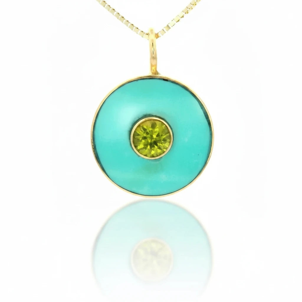 The Cerclen Necklace – 14k Gold, Turquoise & Peridot