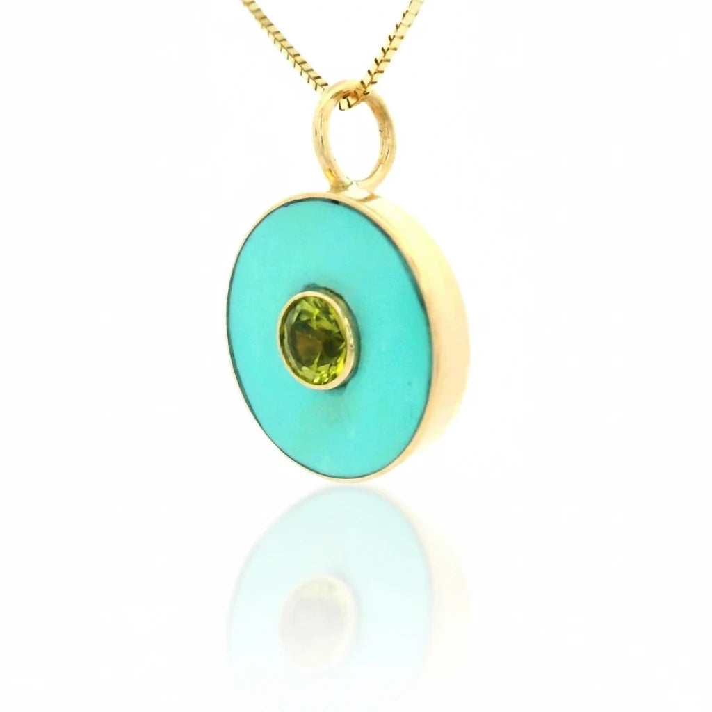 The Cerclen Necklace – 14k Gold, Turquoise & Peridot