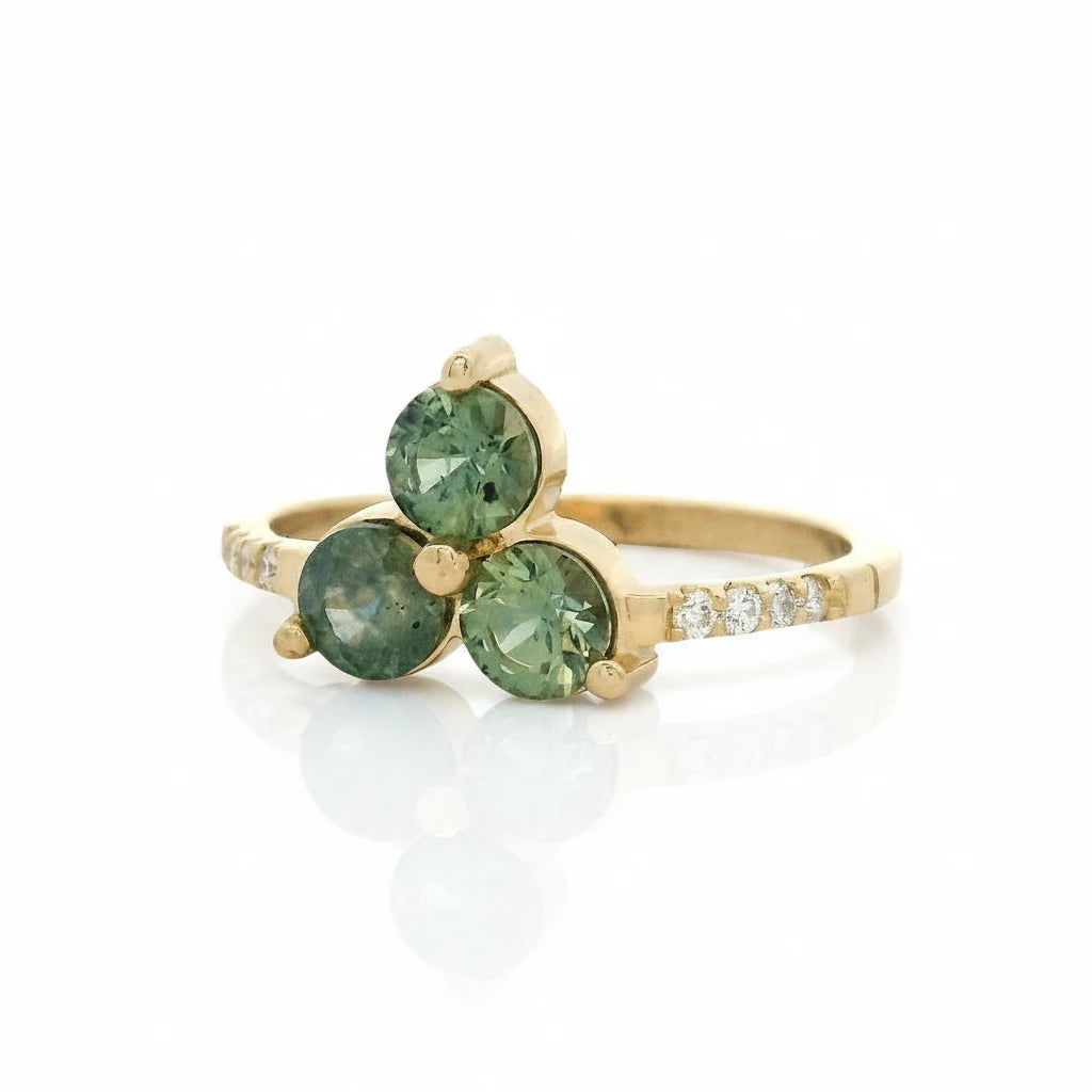 The Trifecta Ring - 14k Gold & Montana Sapphires