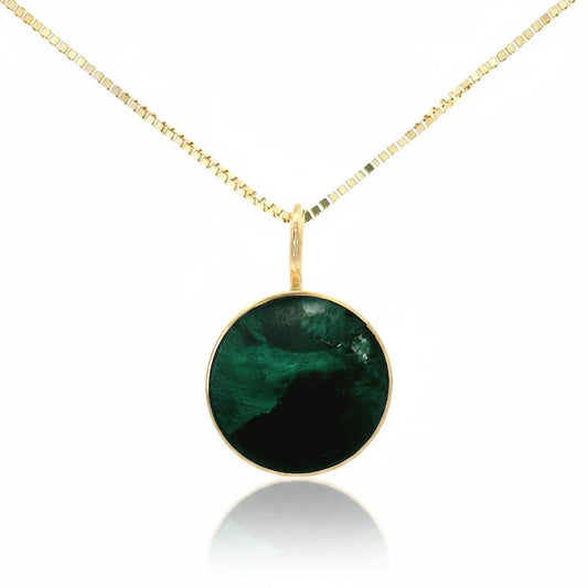 Circ Malachite Necklace (Small) - 14k Gold