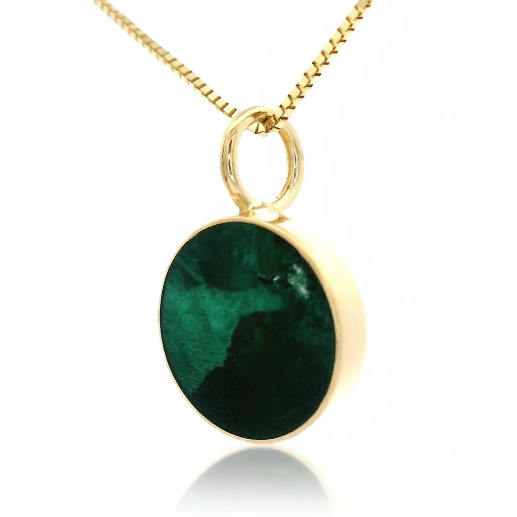Circ Malachite Necklace (Small) - 14k Gold