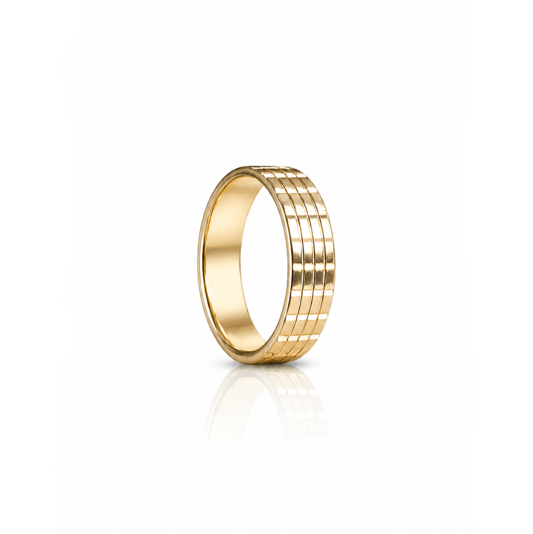 Wide Shoji Band Ring - 14k Gold