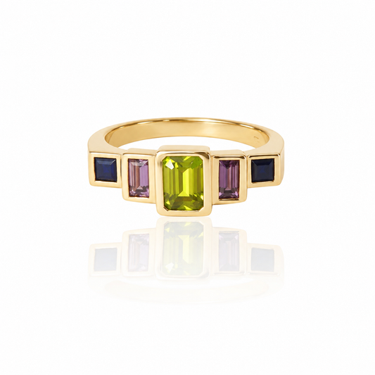 Steppe Ring No. 52 - Sapphire & Spinel - 14k Gold