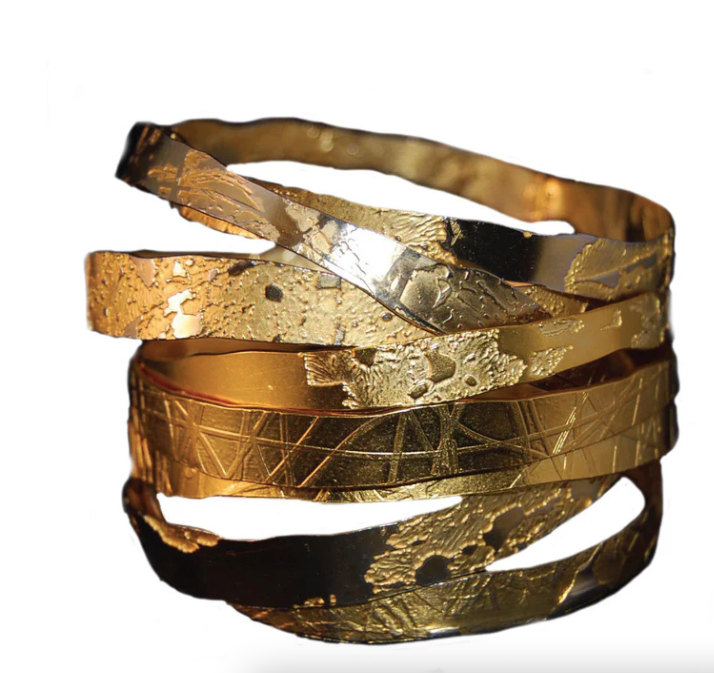 Hand Etched Gold Toned Bangle - Single Bangle