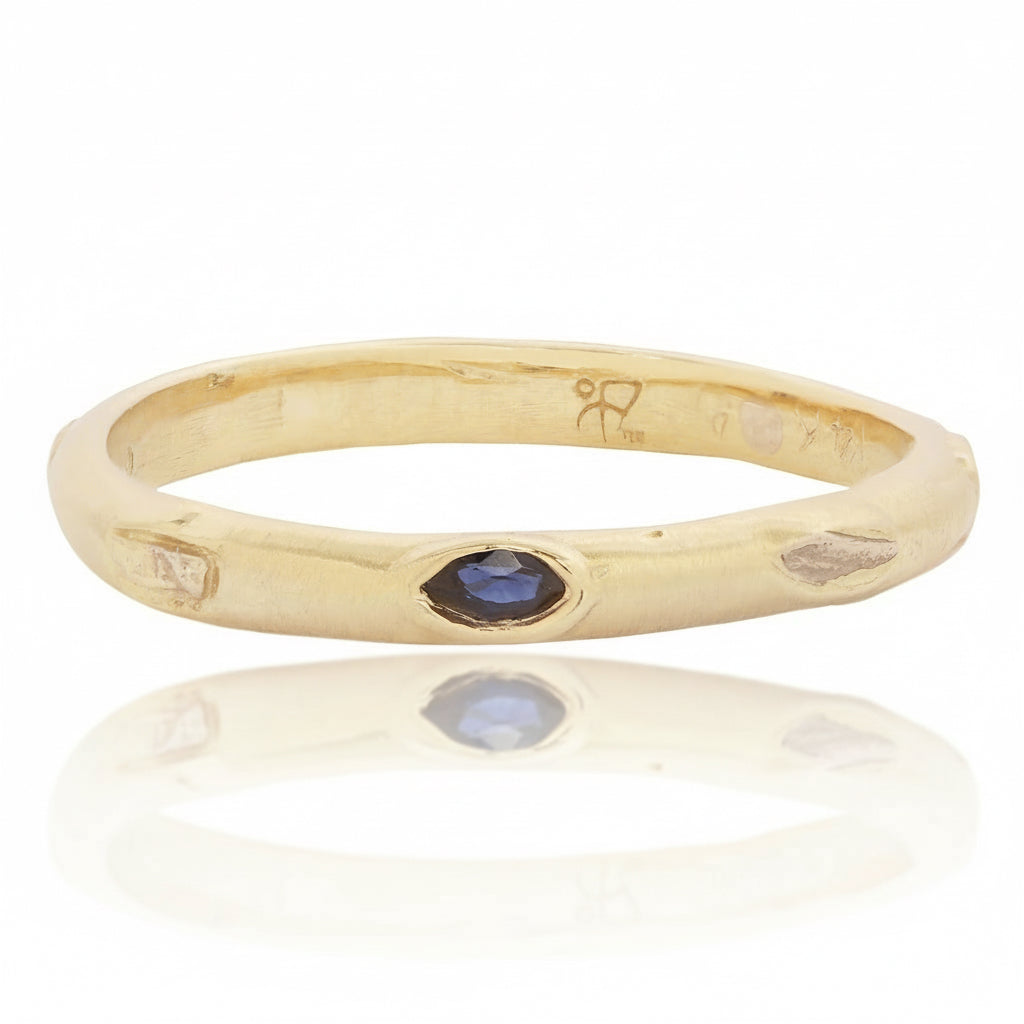 14k Meta Stacker Ring – Mixed Metal & Stone Accents