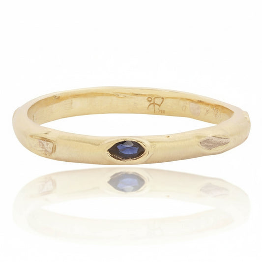 14k Meta Stacker Ring – Mixed Metal & Stone Accents
