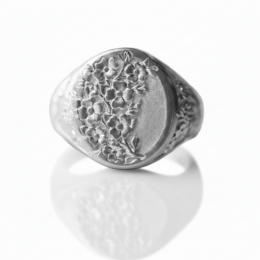 Dogwood Signet Ring - Sterling Silver