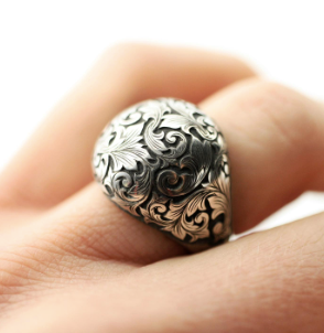 Silver Scroll Bombe Ring