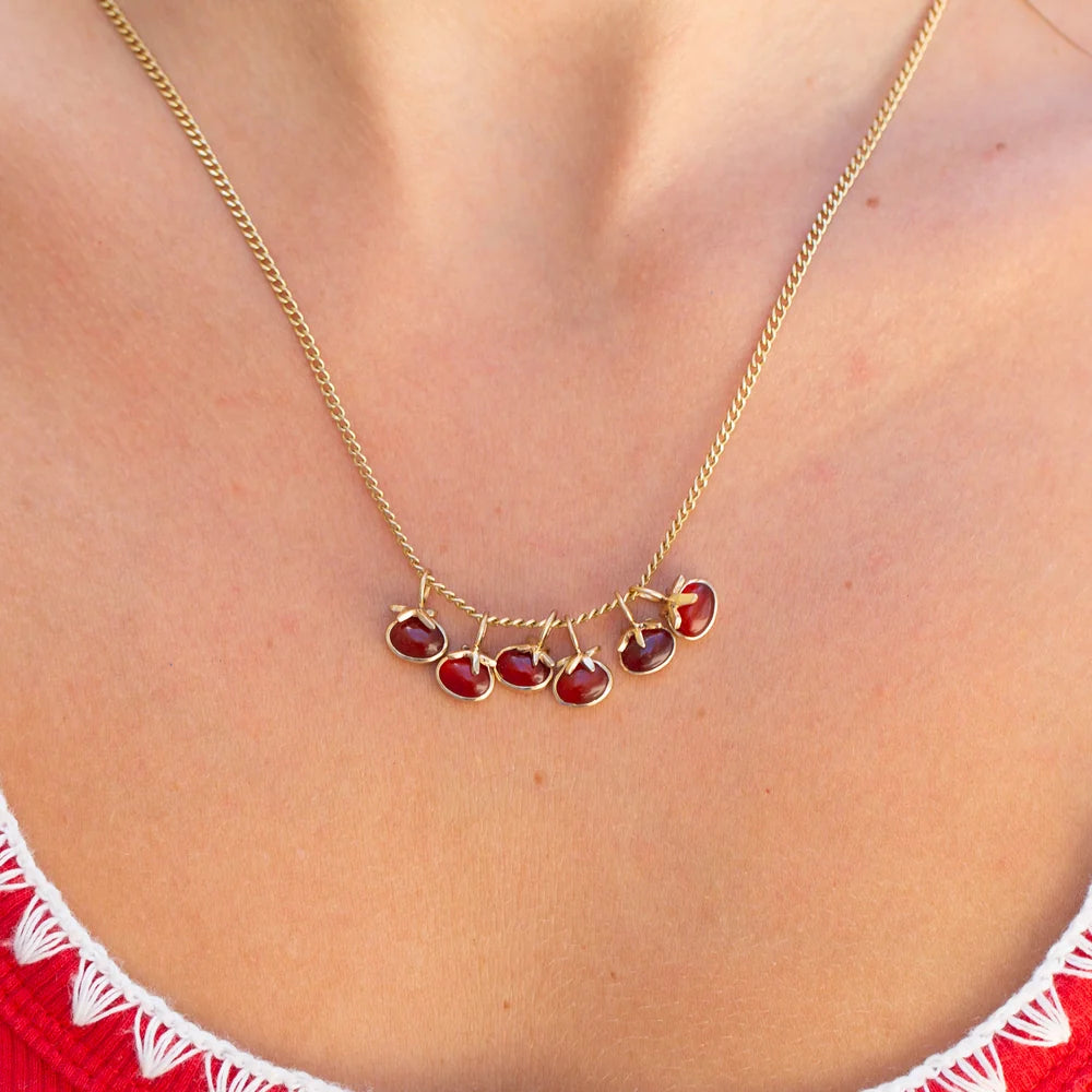 Tomato Charm - 14k Yellow Gold & Carnelian