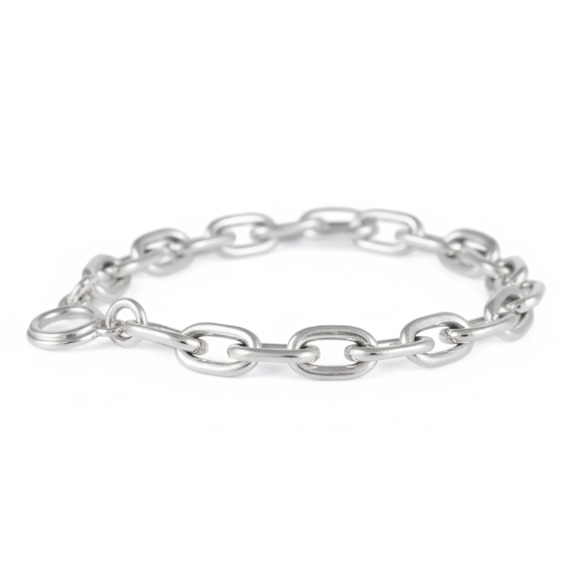 Chunky sterling silver chain bracelet by Lambert Eustace, handcrafted from recycled silver with oversized oval links and a bold sculptural design.