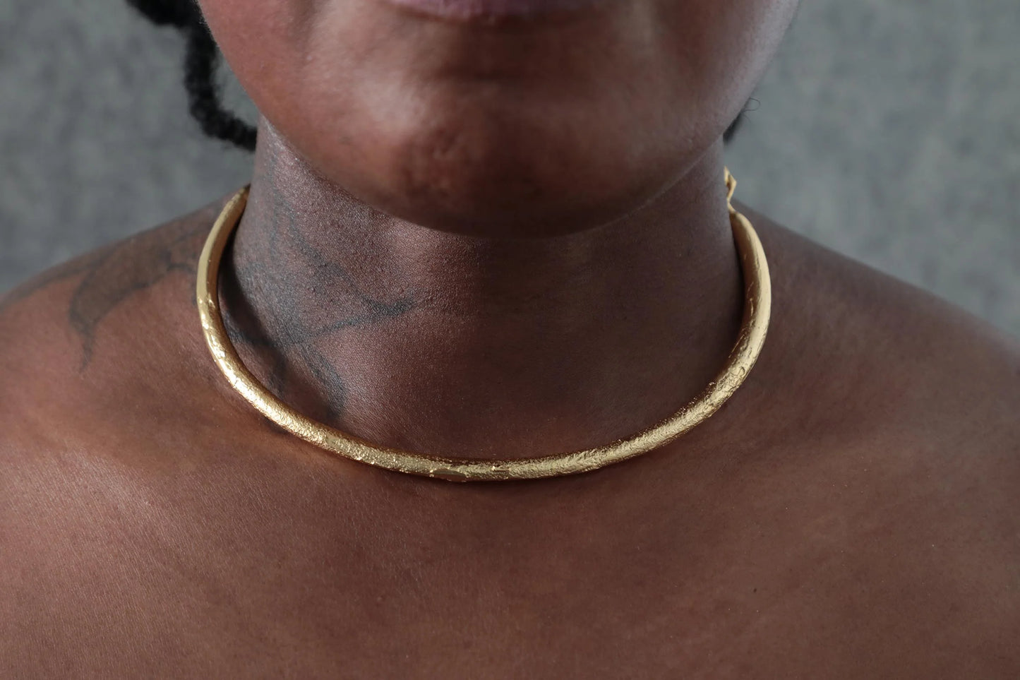 Hand Etched Gold Plated Chain Choker Necklace