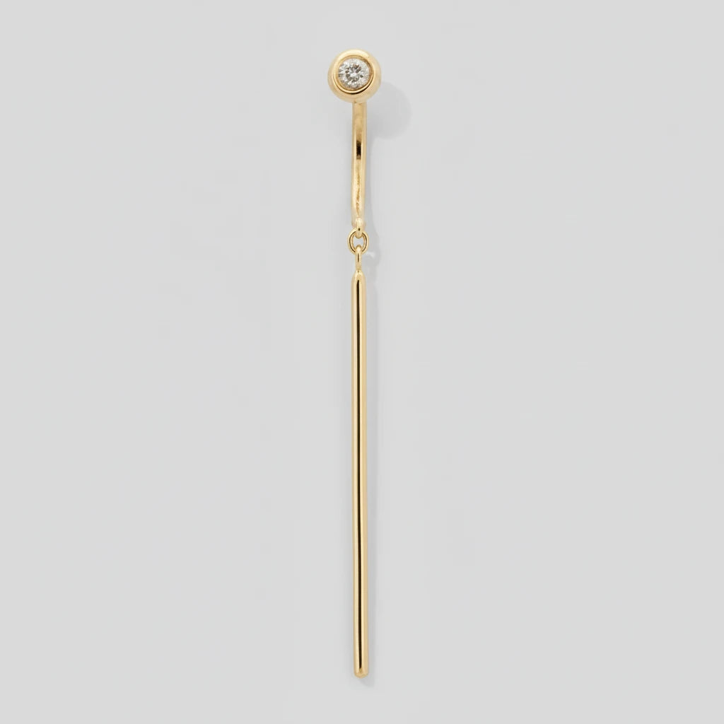 Diamond Chime Stud earring in 14k gold, front view