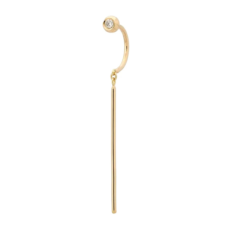 Diamond Chime Stud earring in 14k gold, side angle