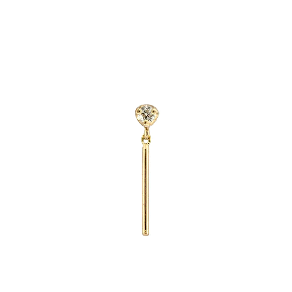 Front view of the Diamond Wisp 14k gold minimalist stud earring.