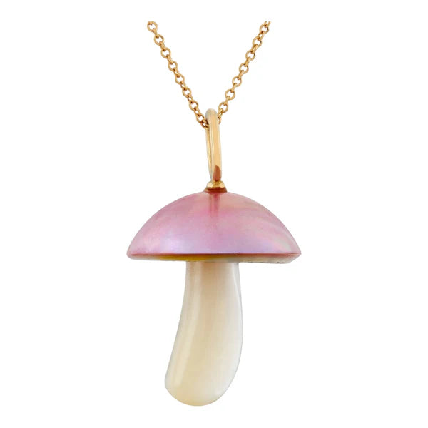 Pink Mabe Pearl Mushroom Charm – 14k Gold Bail