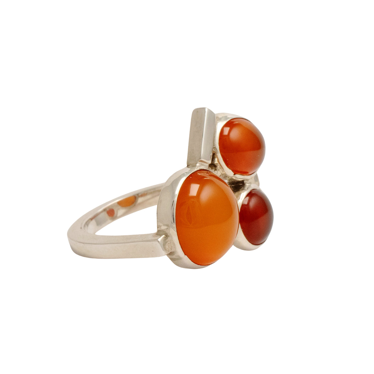 Carnelian Cluster Ring - Sterling Silver