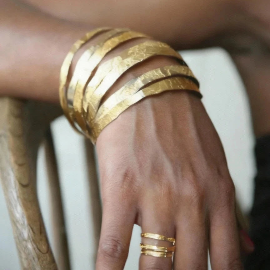Hand Etched Gold Toned Bangle (Single)