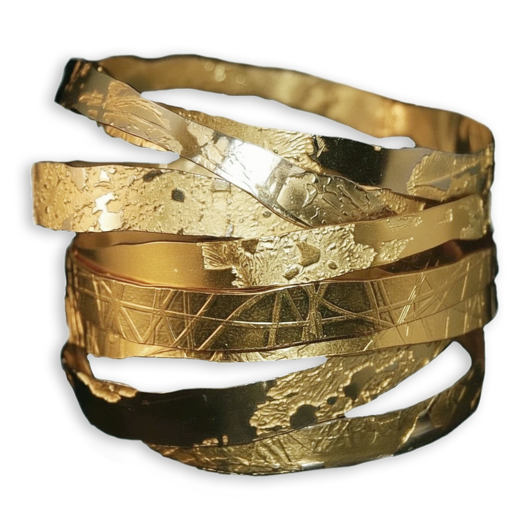 Hand Etched Gold Toned Bangle (Single)