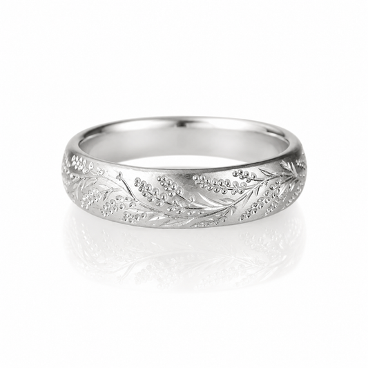 Lavender Band - Hand Engraved Sterling Silver Ring