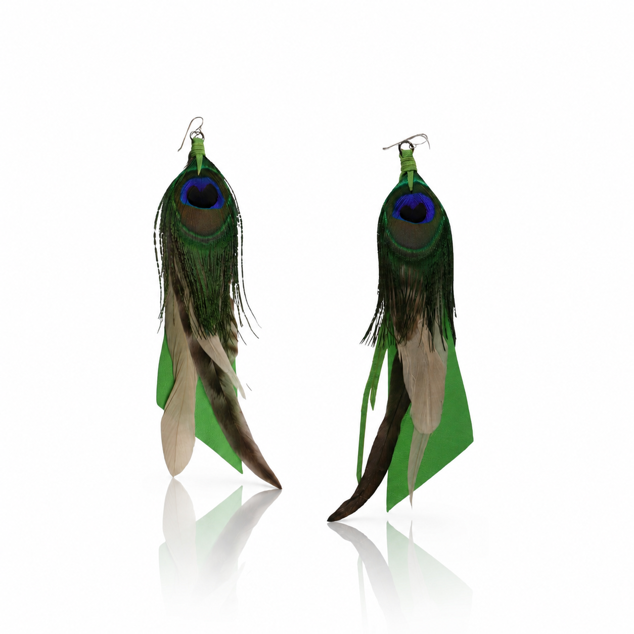 Medium Feather Earrings - Lime Green