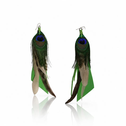 Medium Feather Earrings - Lime Green