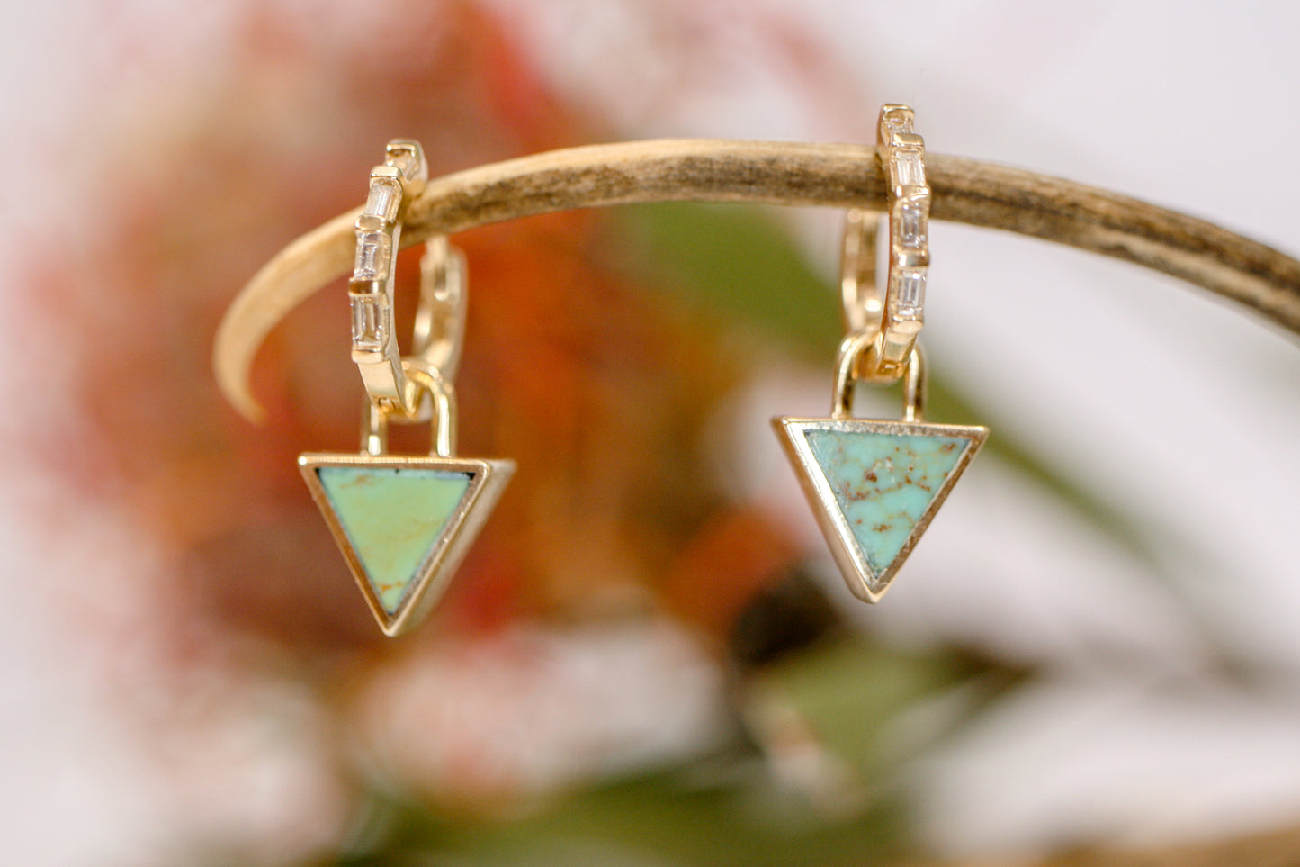 Reversible 3-in-1 Giza Earrings – 14k Gold, Turquoise & Dinosaur Bone Drops