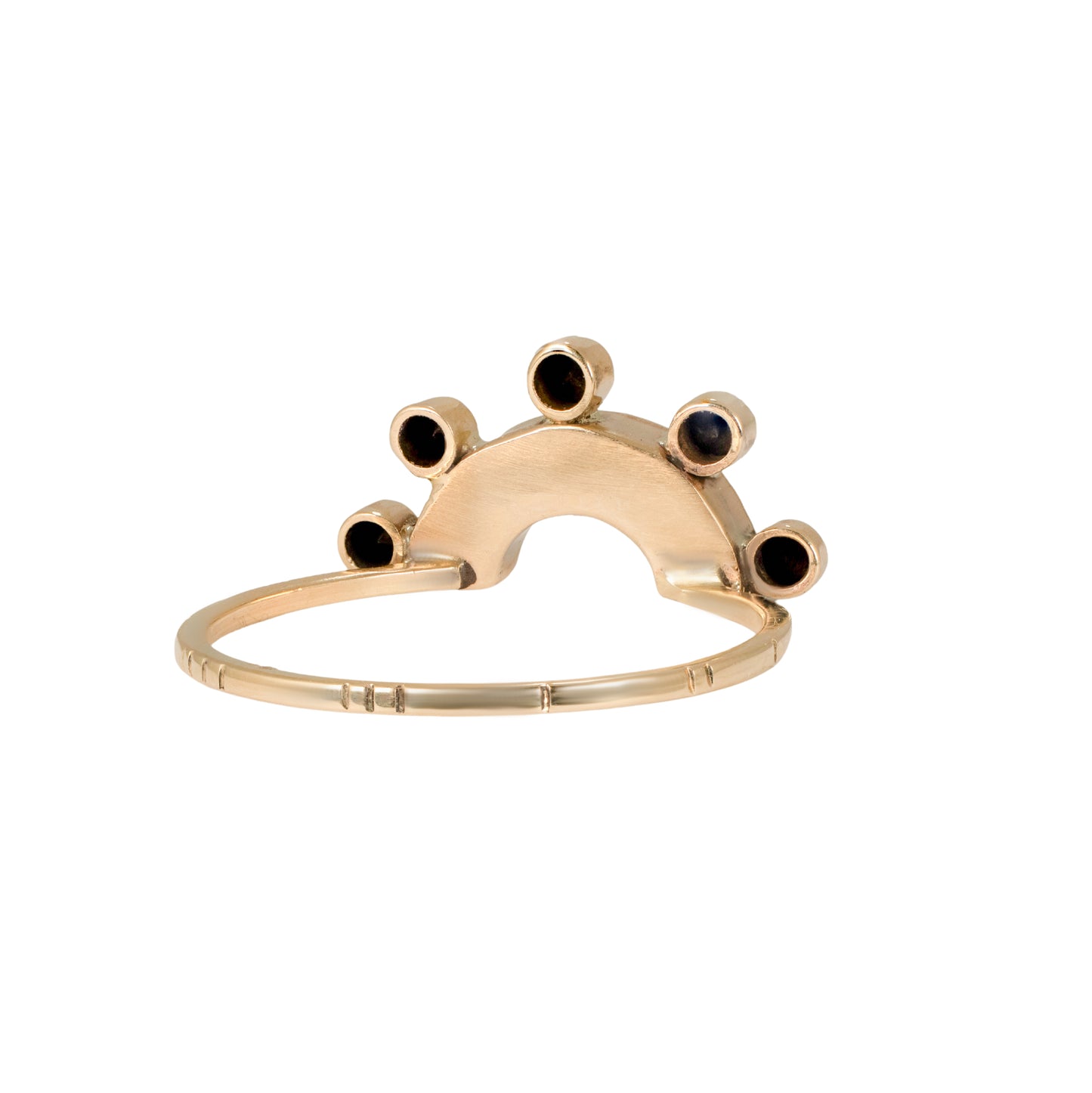 Small Arch Freya Crown Ring – 14k Gold with Mariposite & Black Diamonds