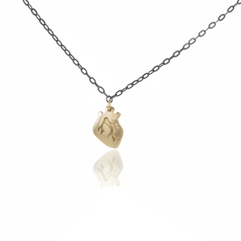 Tiny Heart Necklace - 14k Gold & Sterling Silver