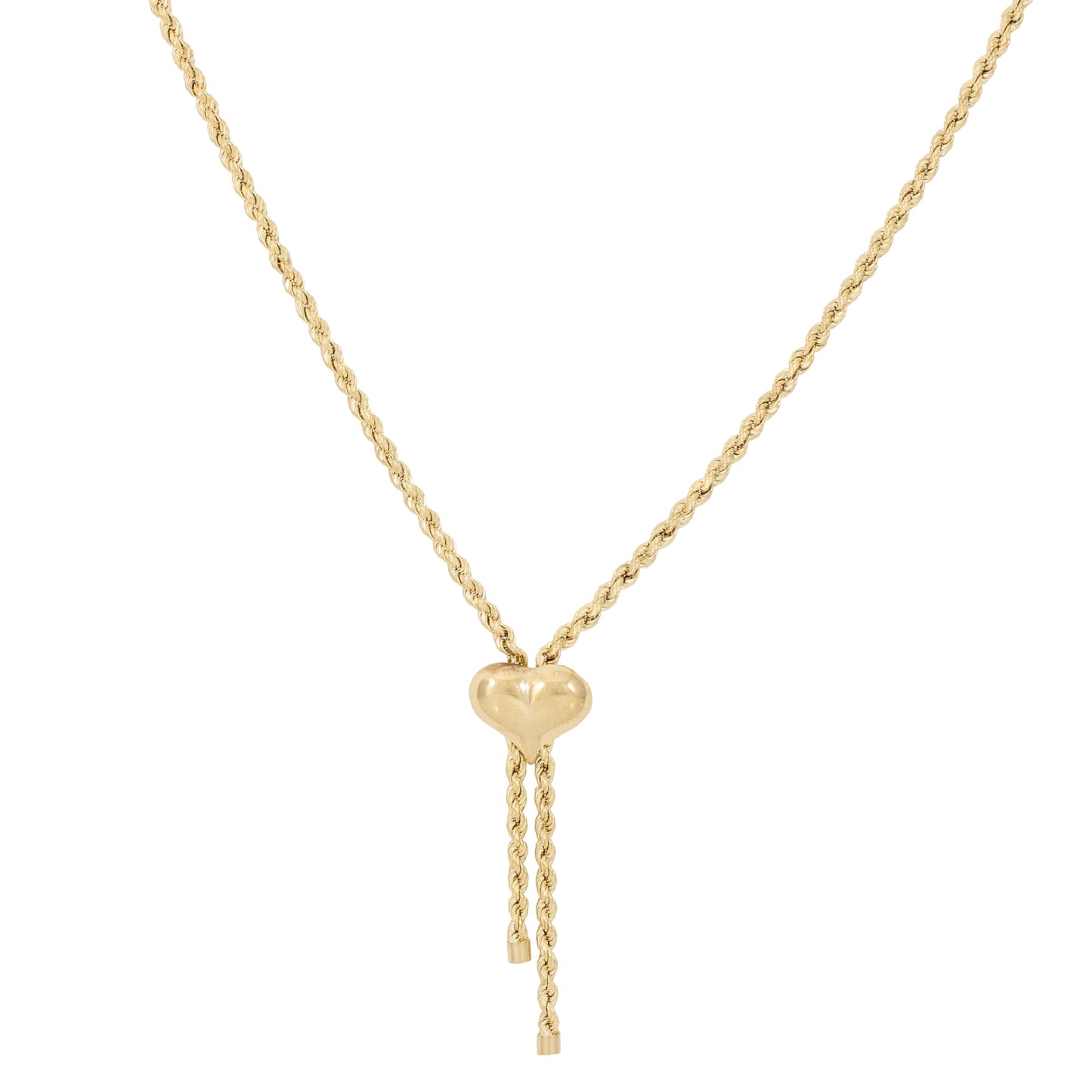 14k Yellow Gold Rope Chain with Heart Pendant