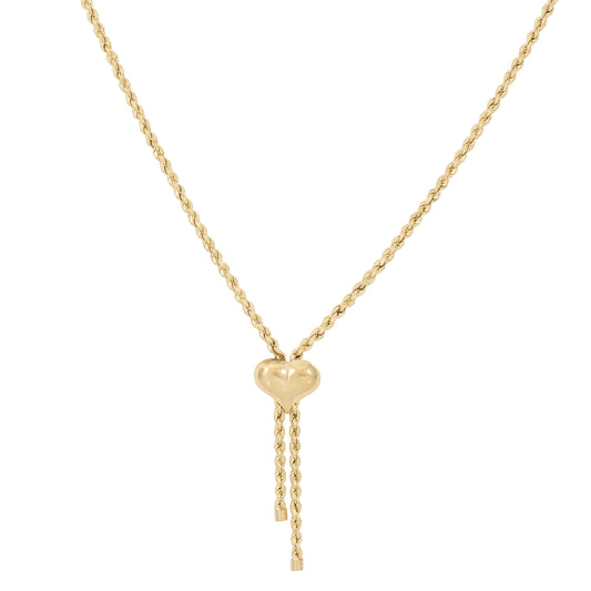 14k Yellow Gold Rope Chain with Heart Pendant