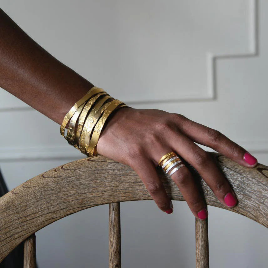 Hand Etched Gold Toned Bangle (Single)