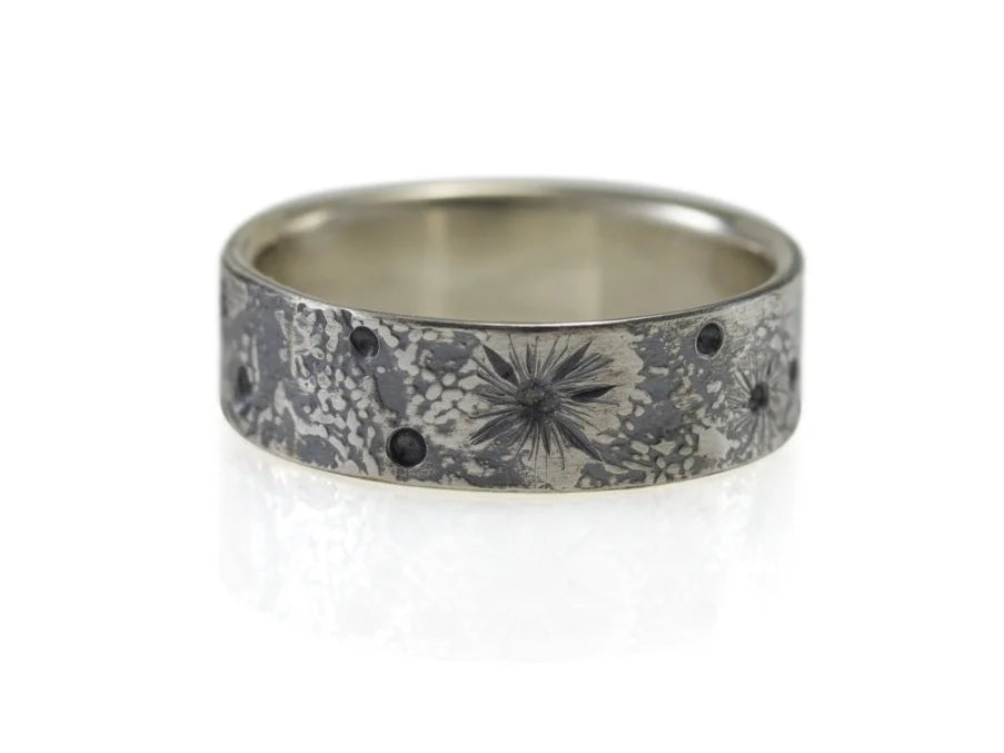 Moon Texture Ring – Oxidized Sterling Silver Textured Band