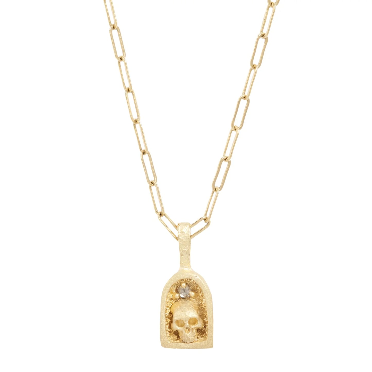 Skull Shrine Necklace - 14k Gold & Diamond