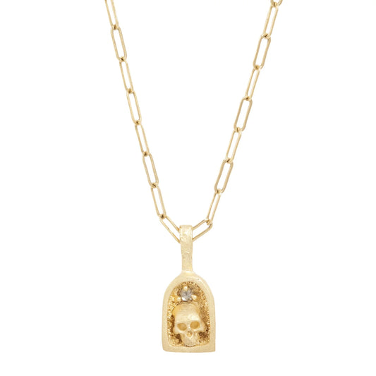 Skull Shrine Necklace - 14k Gold & Diamond