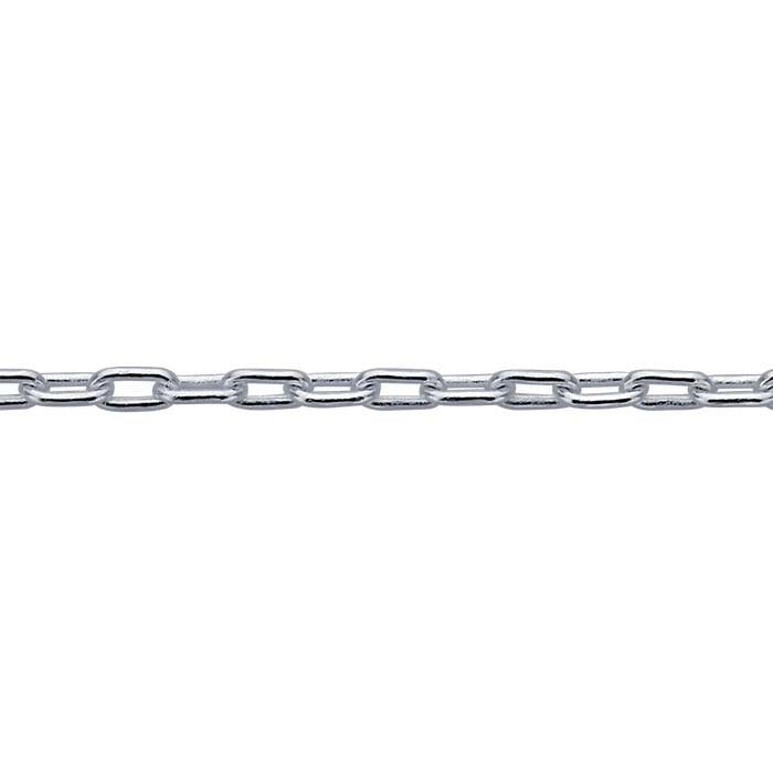 Long Oval Cable Chain Necklace - Sterling Silver Adjustable Chain