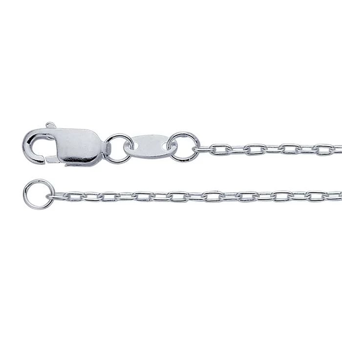 Long Oval Cable Chain Necklace - Sterling Silver Adjustable Chain