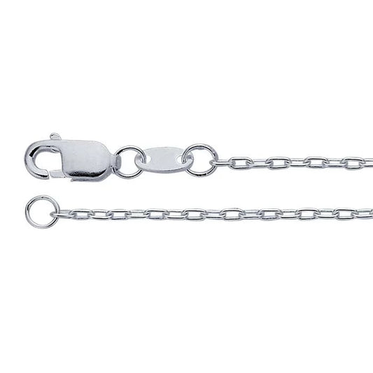 Long Oval Cable Chain Necklace - Sterling Silver Adjustable Chain