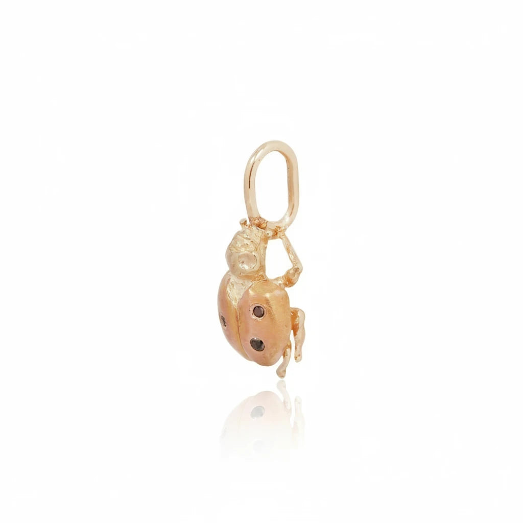 Ladybug Charm – 14k Yellow & Rose Gold with Black Diamonds