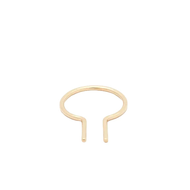 14k gold Loopdie Omega minimalist single earring on a white background.
