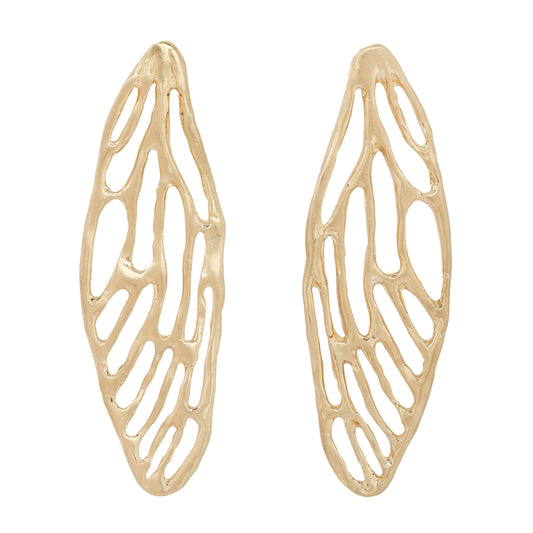 Medium Cicada Wing Earrings -14k Yellow Gold