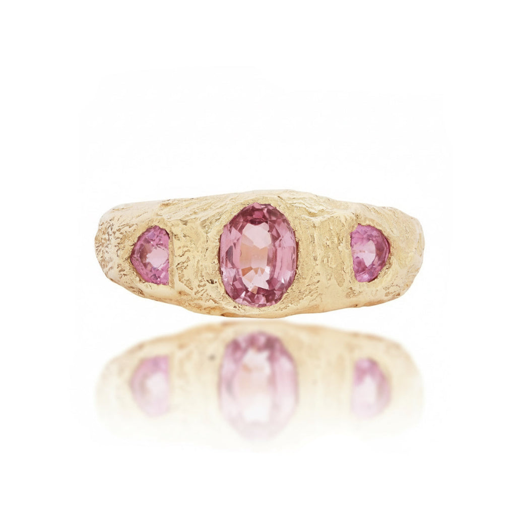 14k Monolithic Sapphire Ring – Montana or Pink Sapphire Trio