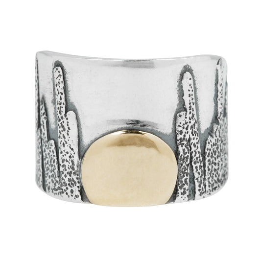 Moonrise Cigar Band - 14k and Sterling Silver