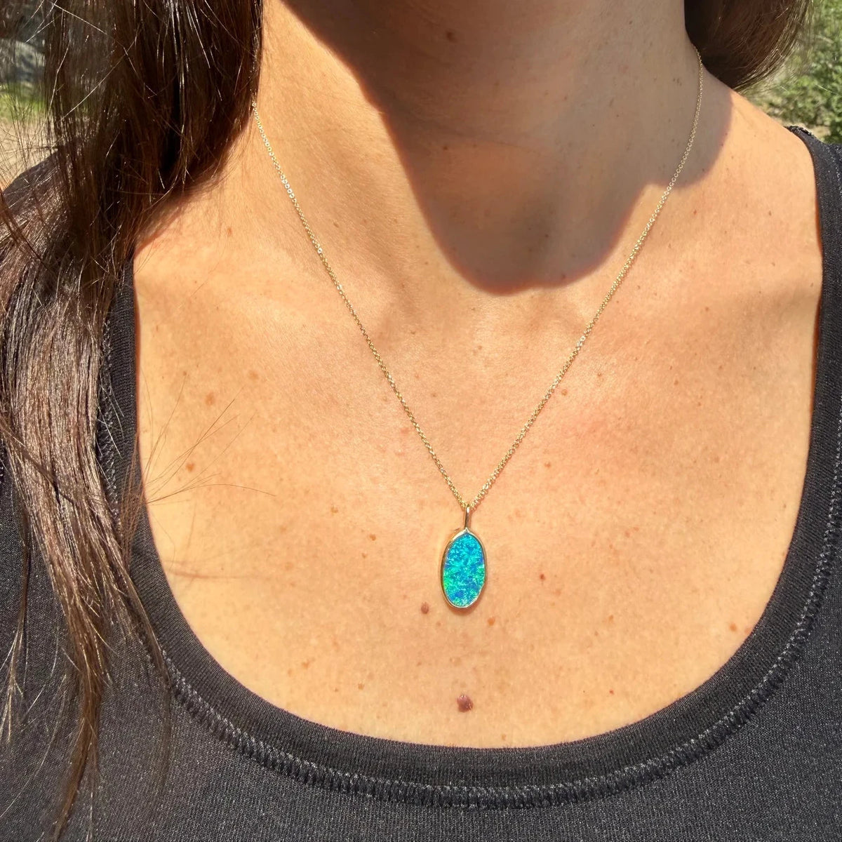 Opal Necklace - 22k Gold & Sterling Silver