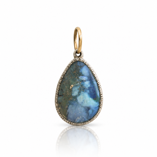 Opal Shimmer Pendant Large - Sterling Silver & 18k Gold